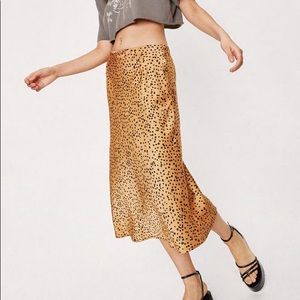 NASTYGAL Satin Midi Skirt - Size 8